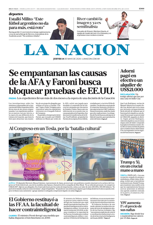 Prima pagina La Nacion di oggi - Quotidiano estero