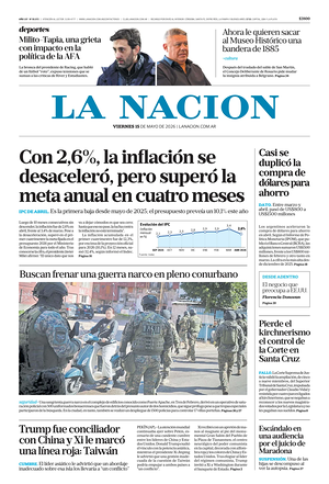 Prima pagina La Nacion di oggi - Quotidiano estero