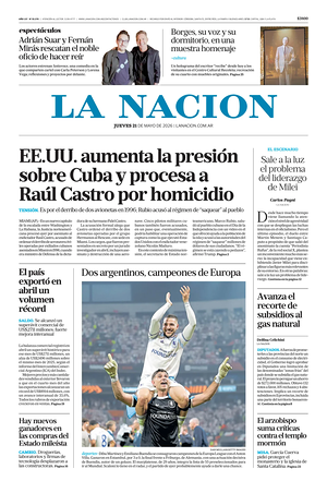 Prima pagina La Nacion di oggi - Quotidiano estero