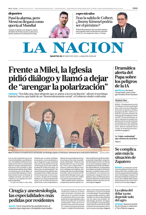 Prima pagina La Nacion di oggi - Quotidiano estero