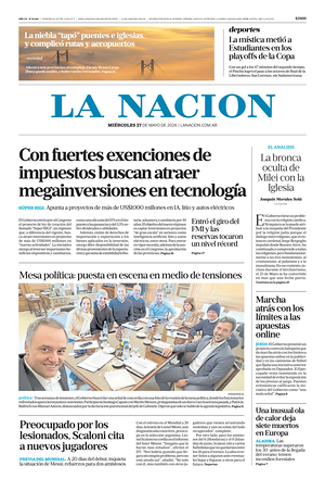 Prima pagina La Nacion di oggi - Quotidiano estero