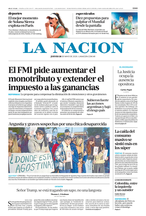Prima pagina La Nacion di oggi - Quotidiano estero
