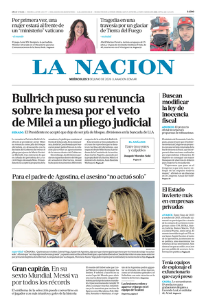 Prima pagina La Nacion di oggi - Quotidiano estero