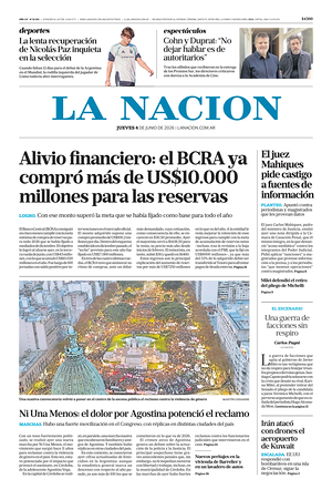 Prima pagina La Nacion di oggi - Quotidiano estero