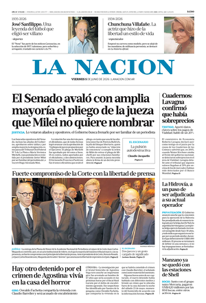 Prima pagina La Nacion di oggi - Quotidiano estero