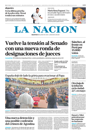 Prima pagina La Nacion di oggi - Quotidiano estero