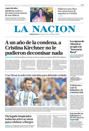 Prima pagina La Nacion di oggi - Quotidiano estero