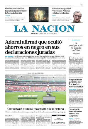 Prima pagina La Nacion di oggi - Quotidiano estero