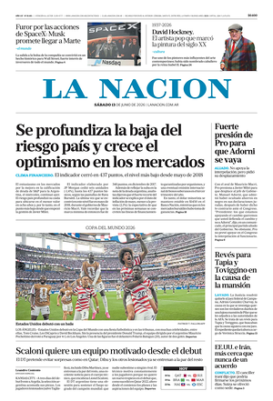 Prima pagina La Nacion di oggi - Quotidiano estero