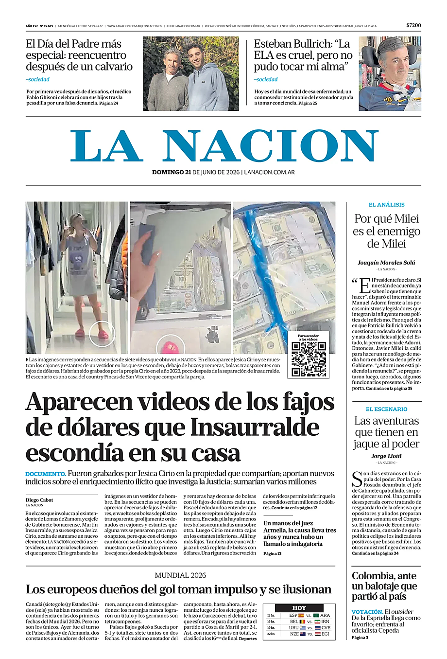 Tapa de La Nación de hoy