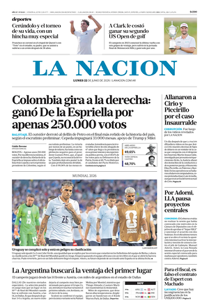 Prima pagina La Nacion di oggi - Quotidiano estero