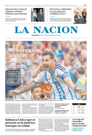 Prima pagina La Nacion di oggi - Quotidiano estero