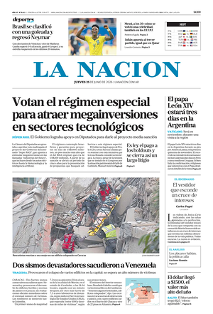 Prima pagina La Nacion di oggi - Quotidiano estero