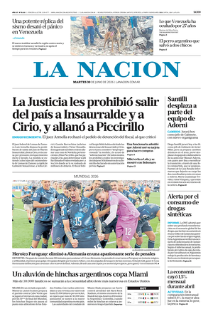 Prima pagina La Nacion di oggi - Quotidiano estero