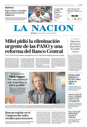 Prima pagina La Nacion di oggi - Quotidiano estero