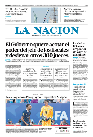 Prima pagina La Nacion di oggi - Quotidiano estero
