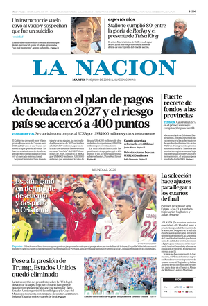 Prima pagina La Nacion di oggi - Quotidiano estero