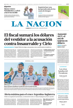 Prima pagina La Nacion di oggi - Quotidiano estero
