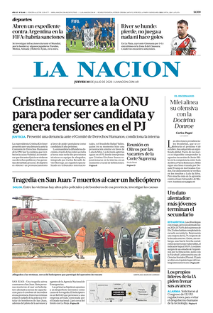 Prima pagina La Nacion di oggi - Quotidiano estero