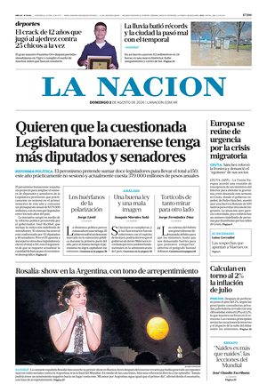 Prima pagina La Nacion di oggi - Quotidiano estero
