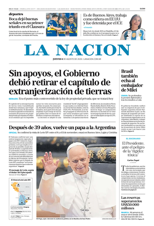 Prima pagina La Nacion di oggi - Quotidiano estero