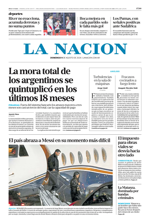 Prima pagina La Nacion di oggi - Quotidiano estero