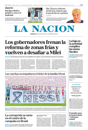 Prima pagina La Nacion di oggi - Quotidiano estero