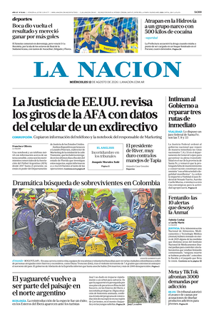 Prima pagina La Nacion di oggi - Quotidiano estero