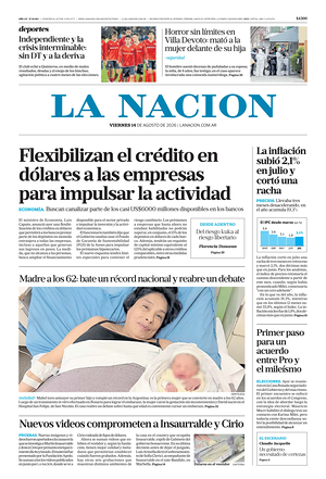 Prima pagina La Nacion di oggi - Quotidiano estero