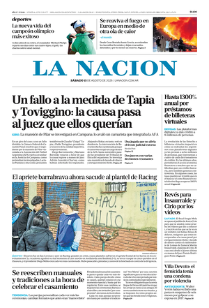 Prima pagina La Nacion di oggi - Quotidiano estero