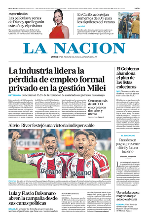 Prima pagina La Nacion di oggi - Quotidiano estero