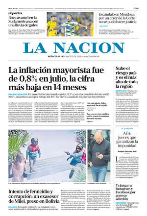 Prima pagina La Nacion di oggi - Quotidiano estero