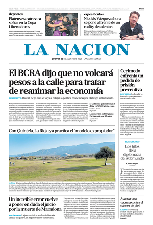 Prima pagina La Nacion di oggi - Quotidiano estero