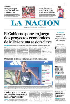 Prima pagina La Nacion di oggi - Quotidiano estero
