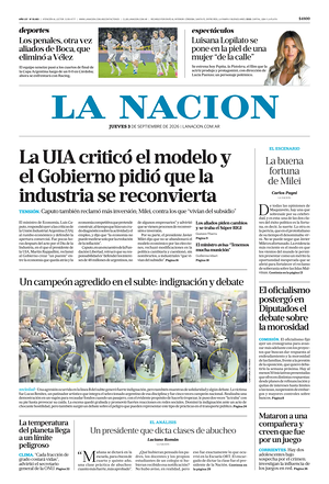Prima pagina La Nacion di oggi - Quotidiano estero