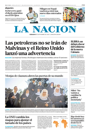 Prima pagina La Nacion di oggi - Quotidiano estero