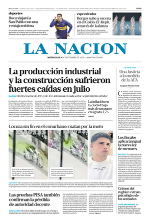 Prima pagina La Nacion di oggi - Quotidiano estero