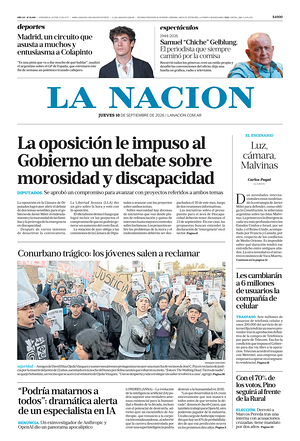 Prima pagina La Nacion di oggi - Quotidiano estero