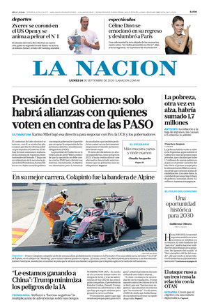 Prima pagina La Nacion di oggi - Quotidiano estero