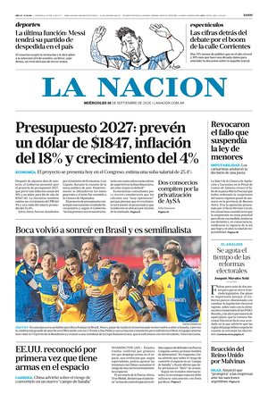 Prima pagina La Nacion di oggi - Quotidiano estero