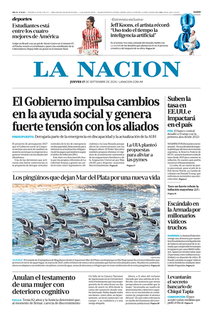 Prima pagina La Nacion di oggi - Quotidiano estero