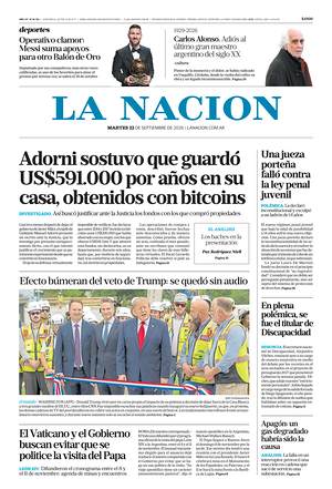 Prima pagina La Nacion di oggi - Quotidiano estero