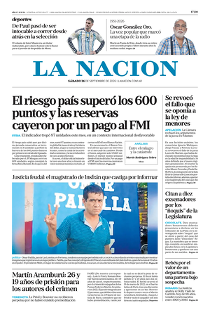 Prima pagina La Nacion di oggi - Quotidiano estero