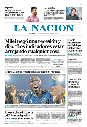 Prima pagina La Nacion di oggi - Quotidiano estero