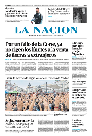 Prima pagina La Nacion di oggi - Quotidiano estero