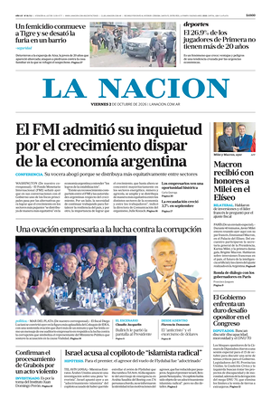 Prima pagina La Nacion di oggi - Quotidiano estero