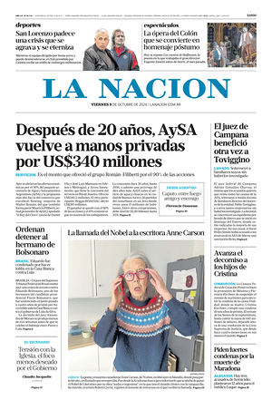 Prima pagina La Nacion di oggi - Quotidiano estero