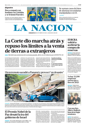 Prima pagina La Nacion di oggi - Quotidiano estero