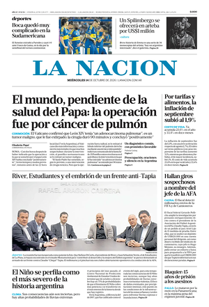 Prima pagina La Nacion di oggi - Quotidiano estero