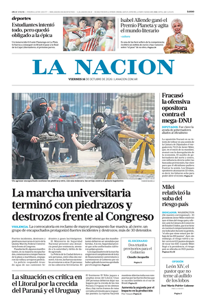 Prima pagina La Nacion di oggi - Quotidiano estero
